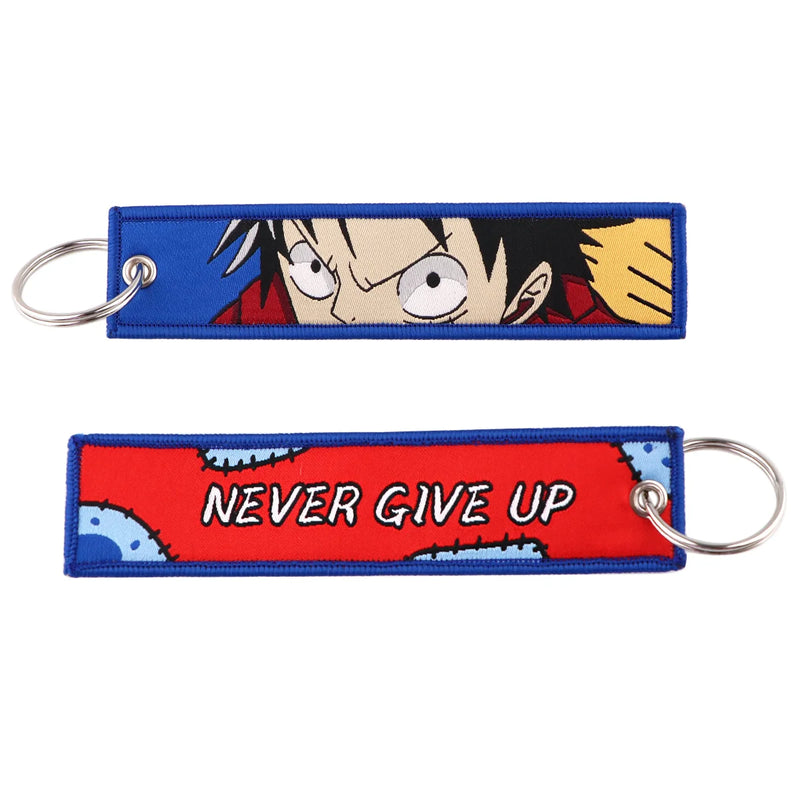 "Never Give Up" Embroidered Keychain