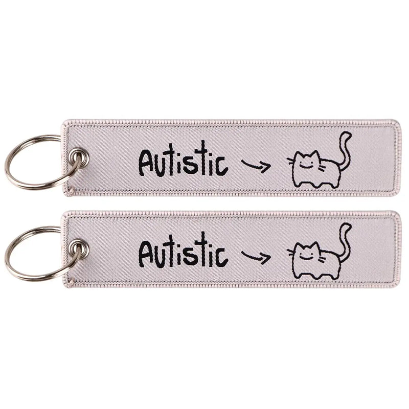 "Autistic Cat" Embroidered Keychain