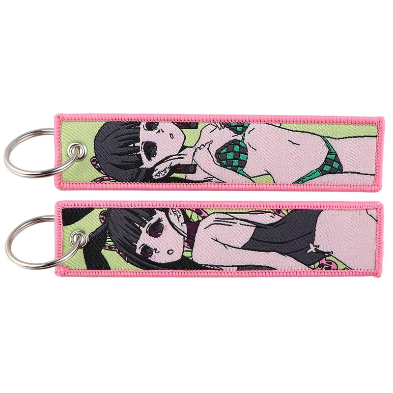 "Summer Bamboo" Embroidered Keychain