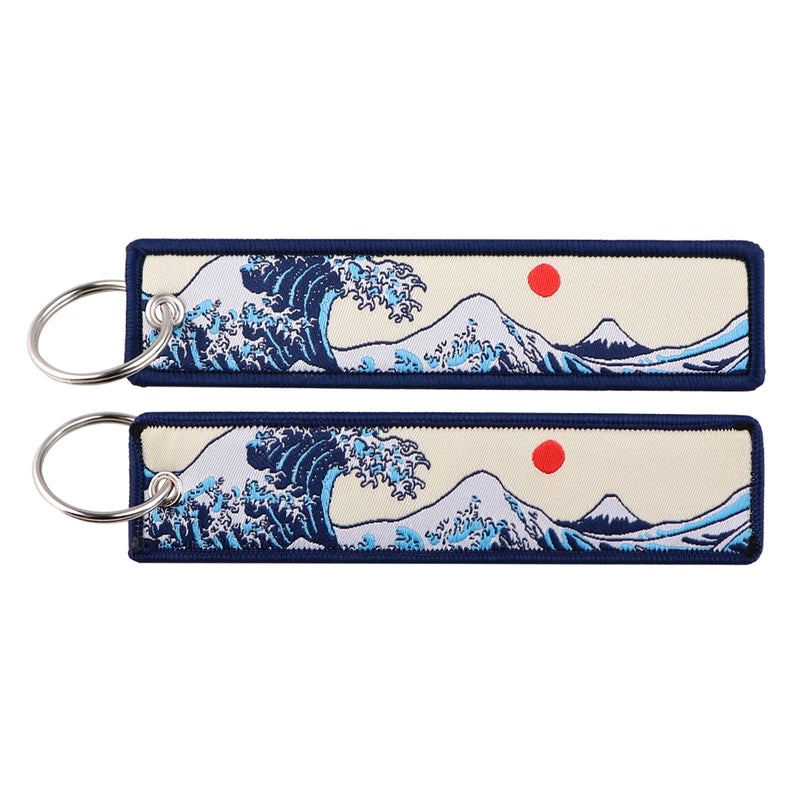 "Great Wave" Embroidered Keychain