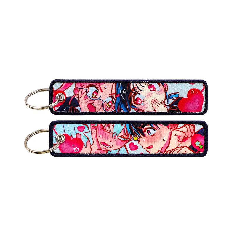 "Blushing Hearts" Embroidered Keychain