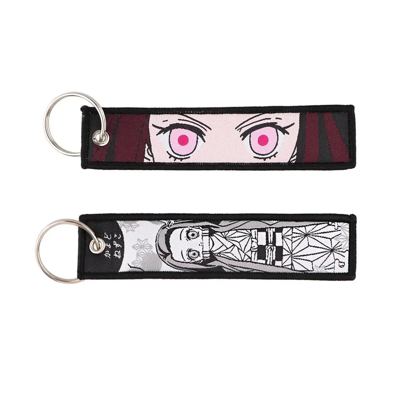 "Pink Gaze" Embroidered Keychain