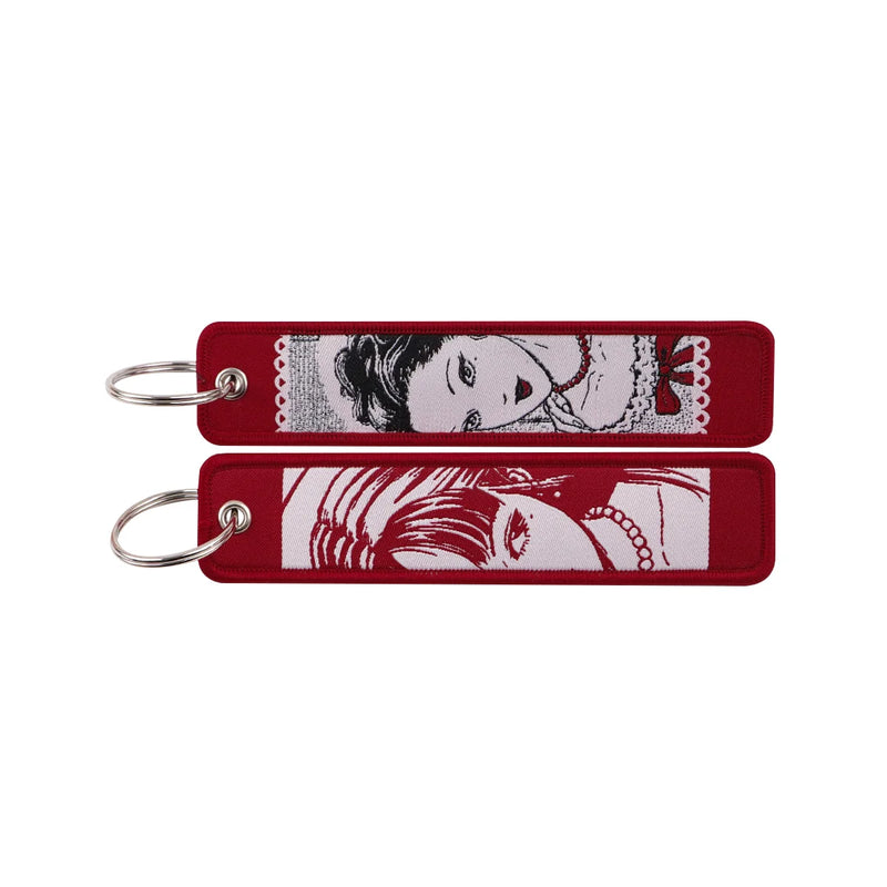 "Crimson Muse" Embroidered Keychain