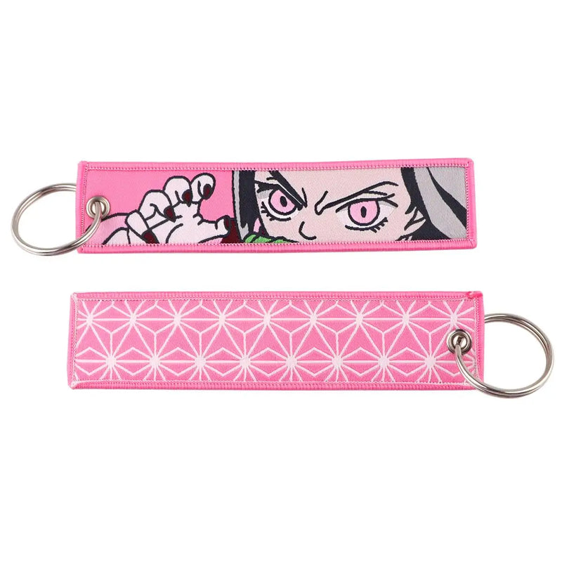 "Hemp Leaf Pink" Embroidered Keychain