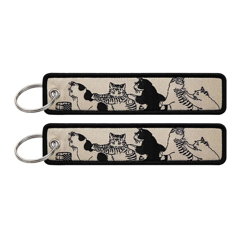 "Sketchy Kitties" Embroidered Keychain