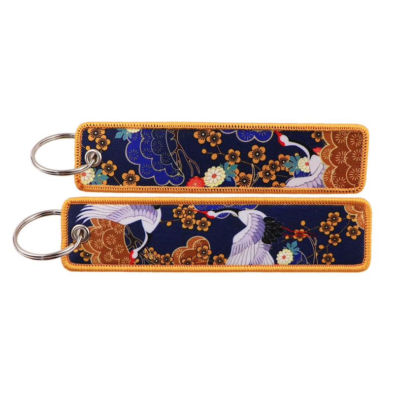 "Gilded Cranes" Embroidered Keychain