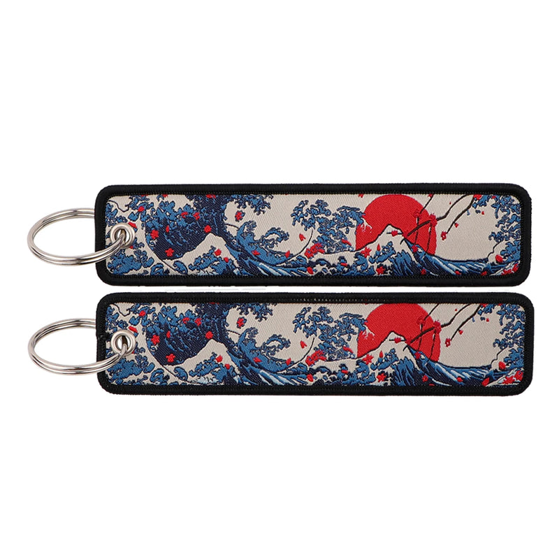 "Rising Sun Wave" Embroidered Keychain