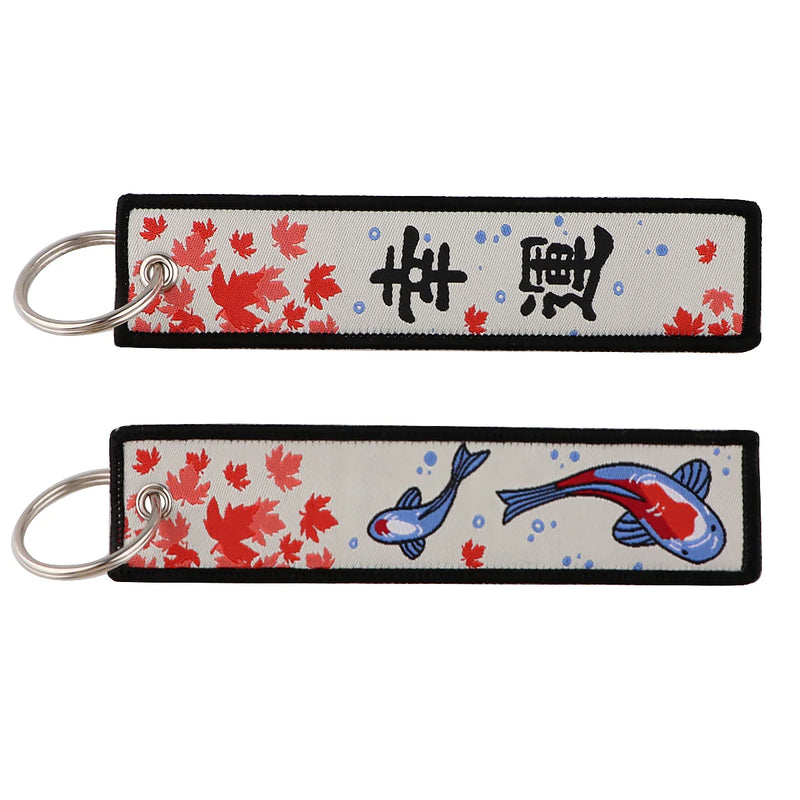"White Fortune Koi" Embroidered Keychain