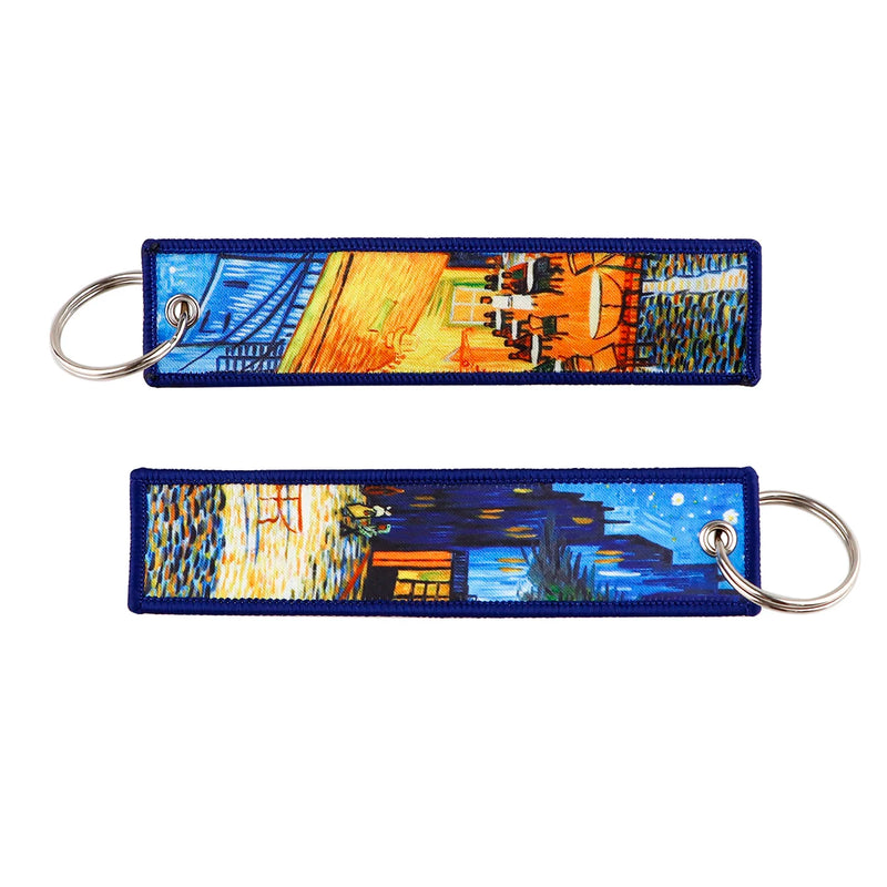 "Night Cafe" Embroidered Keychain