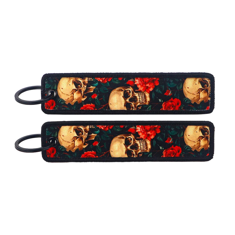 "Skulls & Roses" Embroidered Keychain