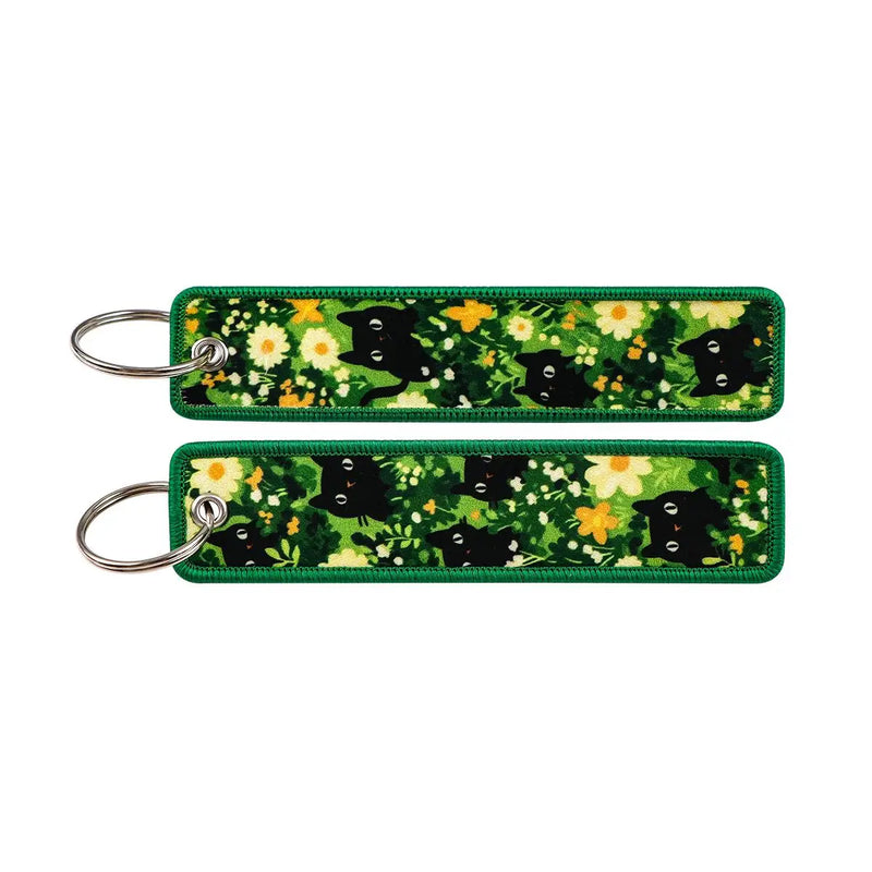 "Garden Cats" Embroidered Keychain