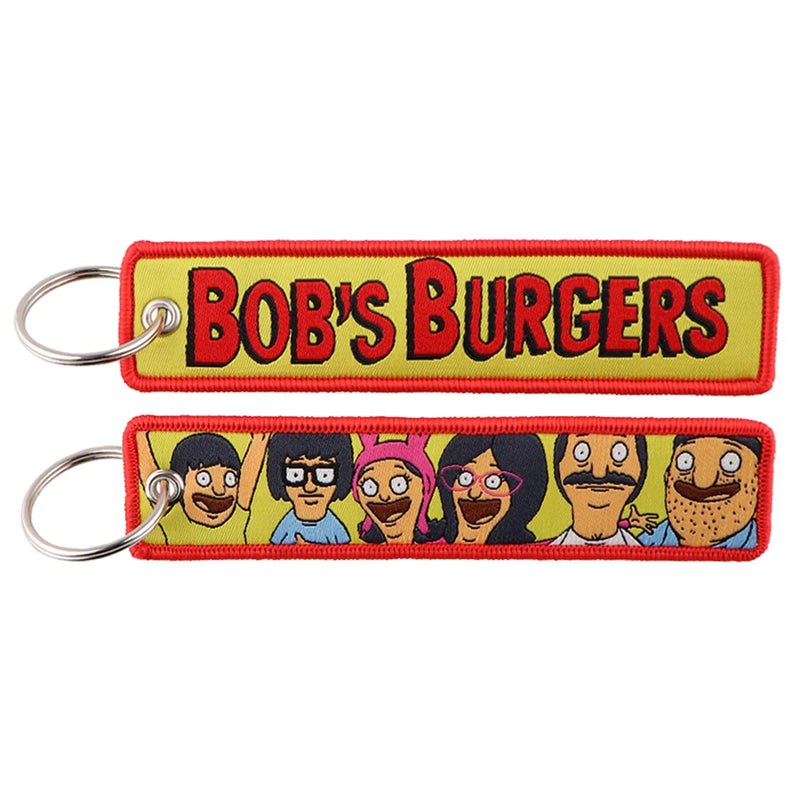 "Burger Family" Embroidered Keychain