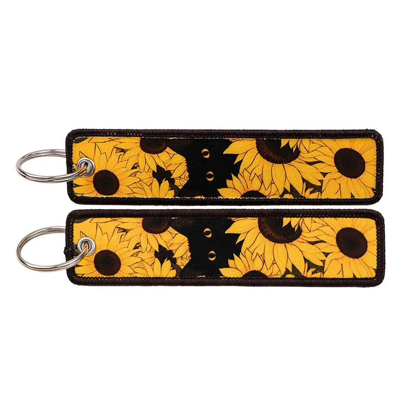 "Sunflower Cat" Embroidered Keychain