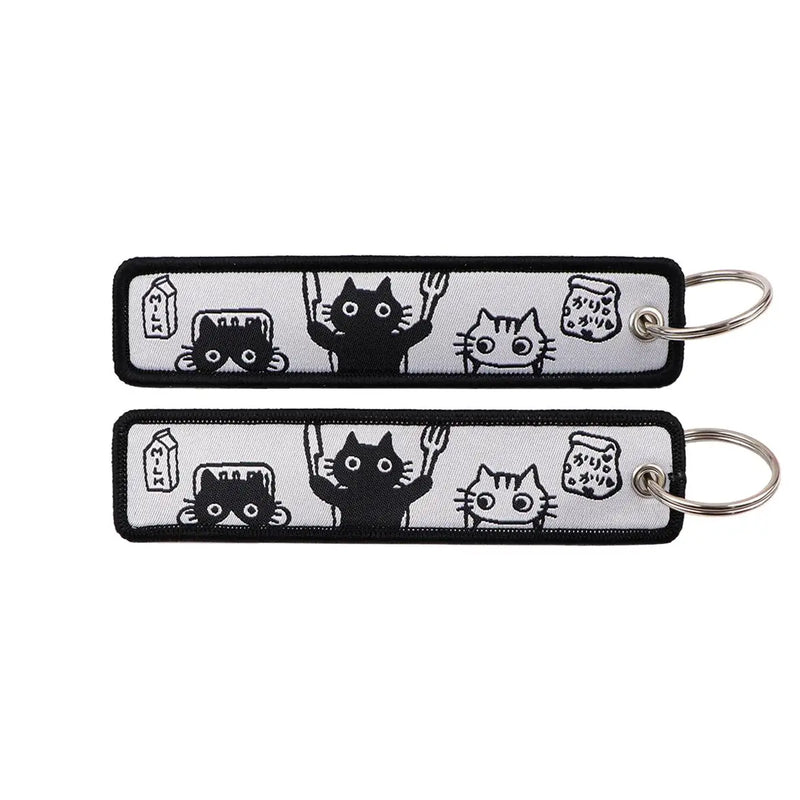 "Doodle Cats" Embroidered Keychain