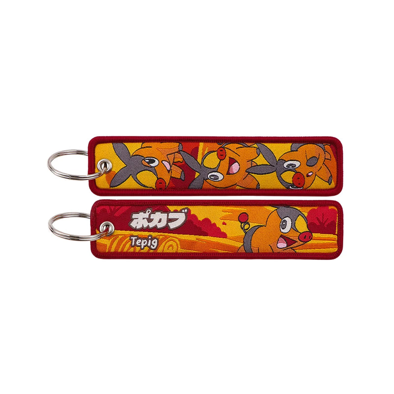 "Fire Piglet" Embroidered Keychain