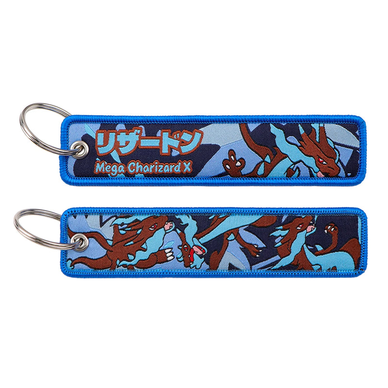 "Blue Flame Dragon" Embroidered Keychain